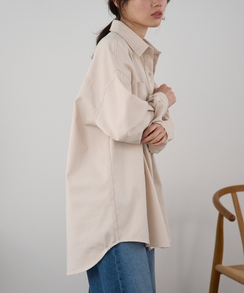 TRIANGLE PALETTE（トライアングルパレット）の「デニム オーバーサイズ シャツ ジャケット（シャツ/ブラウス・レディース・ブルー/ブラック/アイボリー・FREE）」の11枚目の写真