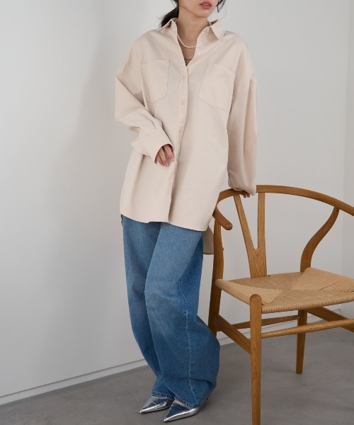 TRIANGLE PALETTE（トライアングルパレット）の「デニム オーバーサイズ シャツ ジャケット（シャツ/ブラウス・レディース・ブルー/ブラック/アイボリー・FREE）」の14枚目の写真