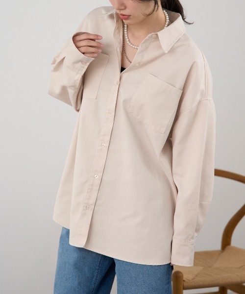 TRIANGLE PALETTE（トライアングルパレット）の「デニム オーバーサイズ シャツ ジャケット（シャツ/ブラウス・レディース・ブルー/ブラック/アイボリー・FREE）」の6枚目の写真