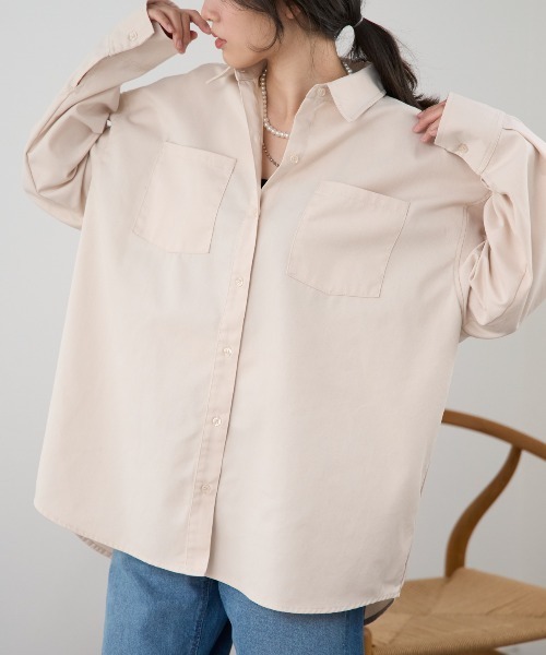 TRIANGLE PALETTE（トライアングルパレット）の「デニム オーバーサイズ シャツ ジャケット（シャツ/ブラウス・レディース・ブルー/ブラック/アイボリー・FREE）」の7枚目の写真