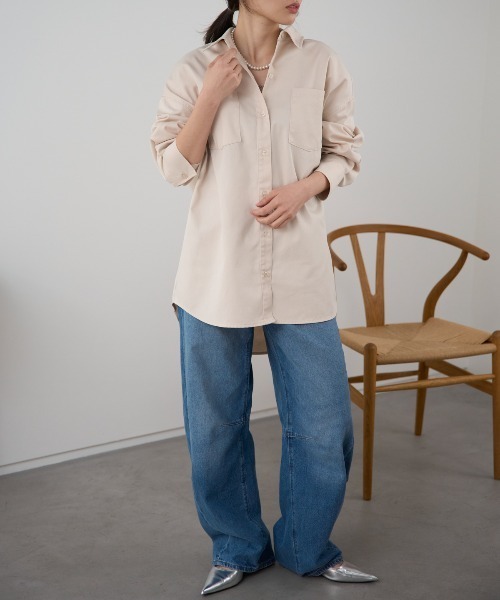 TRIANGLE PALETTE（トライアングルパレット）の「デニム オーバーサイズ シャツ ジャケット（シャツ/ブラウス・レディース・ブルー/ブラック/アイボリー・FREE）」の15枚目の写真