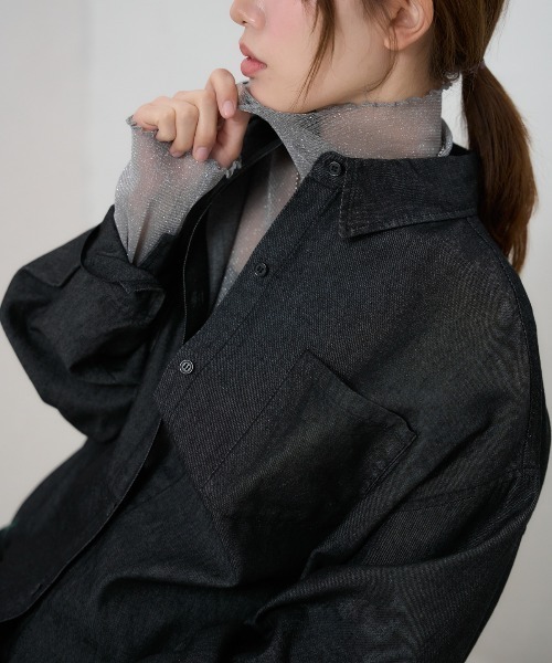 TRIANGLE PALETTE（トライアングルパレット）の「デニム オーバーサイズ シャツ ジャケット（シャツ/ブラウス・レディース・ブルー/ブラック/アイボリー・FREE）」の5枚目の写真