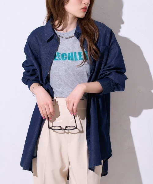 TRIANGLE PALETTE(トライアングルパレット)の「デニム オーバーサイズ シャツ(シャツ/ブラウス・レディース・ブルー/ブラック/アイボリー/インディゴブルー・FREE)」の17枚目の写真