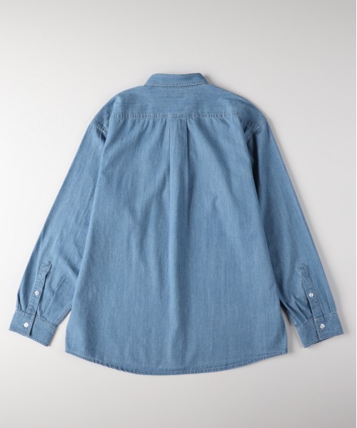 BACK NUMBER（バックナンバー）の「【BACK NUMBER】デニム ロングスリーブ シャツ (ボックスシルエット / アウトドアにも最適 / カジュアルスタイル)（シャツ/ブラウス・メンズ・ブラック/ライトインディゴブルー/ダークインディゴブルー・M/L/S/XL）」の4枚目の写真