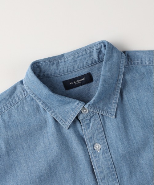 BACK NUMBER（バックナンバー）の「【BACK NUMBER】デニム ロングスリーブ シャツ (ボックスシルエット / アウトドアにも最適 / カジュアルスタイル)（シャツ/ブラウス・メンズ・ブラック/ライトインディゴブルー/ダークインディゴブルー・M/L/S/XL）」の5枚目の写真