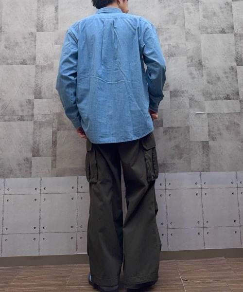BACK NUMBER（バックナンバー）の「【BACK NUMBER】デニム ロングスリーブ シャツ (ボックスシルエット / アウトドアにも最適 / カジュアルスタイル)（シャツ/ブラウス・メンズ・ブラック/ライトインディゴブルー/ダークインディゴブルー・M/L/S/XL）」の12枚目の写真