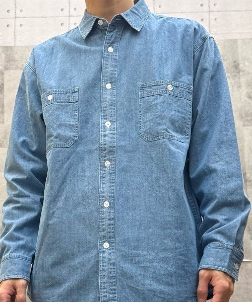 BACK NUMBER（バックナンバー）の「【BACK NUMBER】デニム ロングスリーブ シャツ (ボックスシルエット / アウトドアにも最適 / カジュアルスタイル)（シャツ/ブラウス・メンズ・ブラック/ライトインディゴブルー/ダークインディゴブルー・M/L/S/XL）」の9枚目の写真