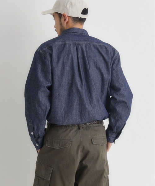 BACK NUMBER（バックナンバー）の「【BACK NUMBER】デニム ロングスリーブ シャツ (ボックスシルエット / アウトドアにも最適 / カジュアルスタイル)（シャツ/ブラウス・メンズ・ブラック/ライトインディゴブルー/ダークインディゴブルー・M/L/S/XL）」の19枚目の写真