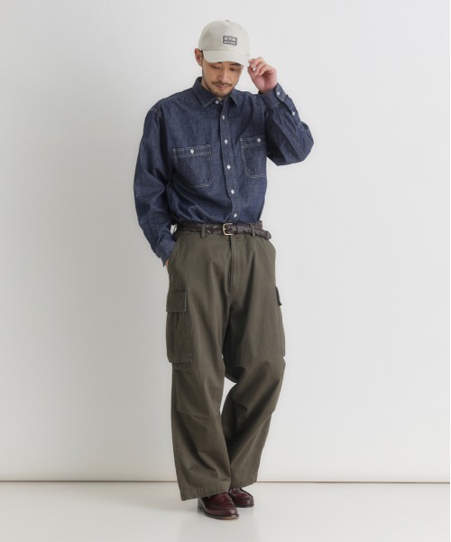 BACK NUMBER（バックナンバー）の「【BACK NUMBER】デニム ロングスリーブ シャツ (ボックスシルエット / アウトドアにも最適 / カジュアルスタイル)（シャツ/ブラウス・メンズ・ブラック/ライトインディゴブルー/ダークインディゴブルー・M/L/S/XL）」の20枚目の写真