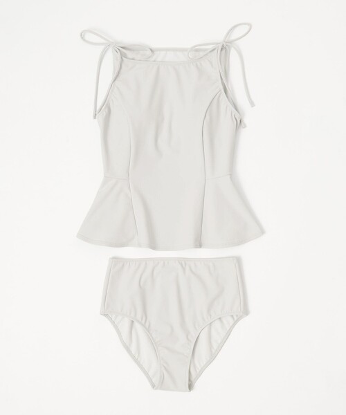 green label relaxing（グリーンレーベルリラクシング）の「ハイネックWリボンフレア&ショーツ スイムウェア / 水着（水着・レディース・ブラック/ライトグレー・FREE）」の7枚目の写真