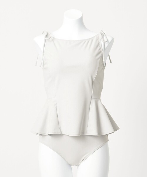 green label relaxing（グリーンレーベルリラクシング）の「ハイネックWリボンフレア&ショーツ スイムウェア / 水着（水着・レディース・ブラック/ライトグレー・FREE）」の8枚目の写真