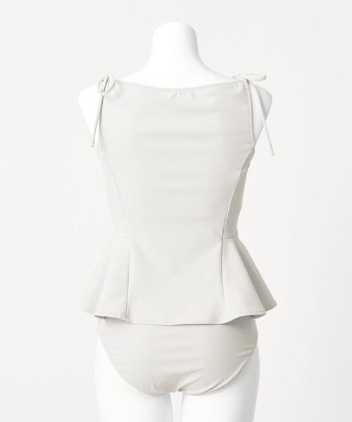 green label relaxing（グリーンレーベルリラクシング）の「ハイネックWリボンフレア&ショーツ スイムウェア / 水着（水着・レディース・ブラック/ライトグレー・FREE）」の9枚目の写真