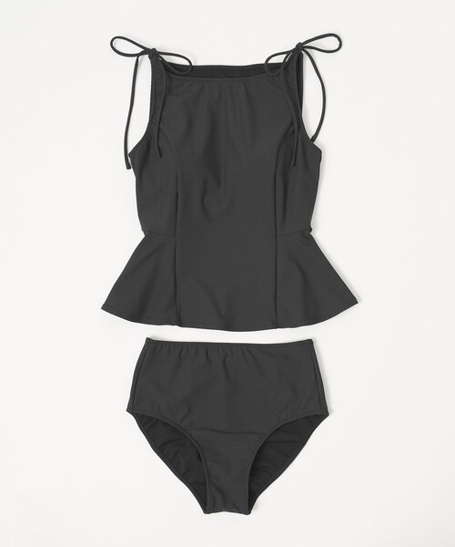 green label relaxing（グリーンレーベルリラクシング）の「ハイネックWリボンフレア&ショーツ スイムウェア / 水着（水着・レディース・ブラック/ライトグレー・FREE）」の17枚目の写真