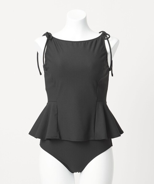 green label relaxing（グリーンレーベルリラクシング）の「ハイネックWリボンフレア&ショーツ スイムウェア / 水着（水着・レディース・ブラック/ライトグレー・FREE）」の18枚目の写真