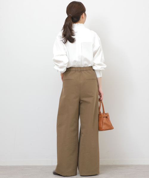 JOURNAL STANDARD relume（ジャーナルスタンダード　レリューム）の「《WEB限定追加》フリルネックドビーストライプシャツ（シャツ/ブラウス・レディース・ブルー系その他/ホワイト・FREE）」の6枚目の写真