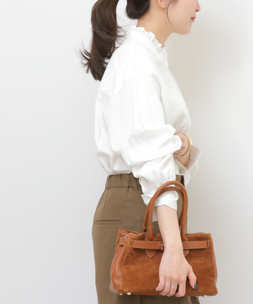 JOURNAL STANDARD relume（ジャーナルスタンダード　レリューム）の「《WEB限定追加》フリルネックドビーストライプシャツ（シャツ/ブラウス・レディース・ブルー系その他/ホワイト・FREE）」の10枚目の写真