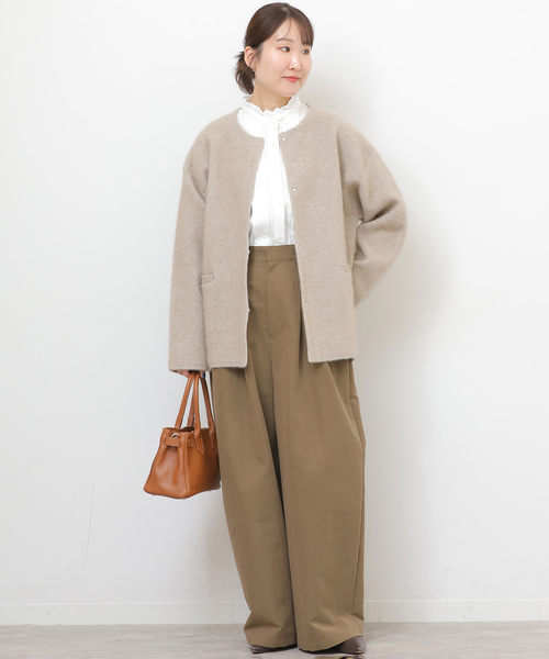 JOURNAL STANDARD relume（ジャーナルスタンダード　レリューム）の「《WEB限定追加》フリルネックドビーストライプシャツ（シャツ/ブラウス・レディース・ブルー系その他/ホワイト・FREE）」の12枚目の写真