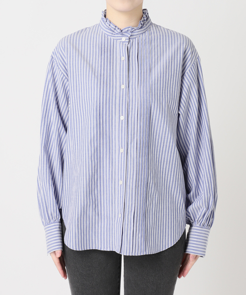 JOURNAL STANDARD relume（ジャーナルスタンダード　レリューム）の「《WEB限定追加》フリルネックドビーストライプシャツ（シャツ/ブラウス・レディース・ブルー系その他/ホワイト・FREE）」の22枚目の写真