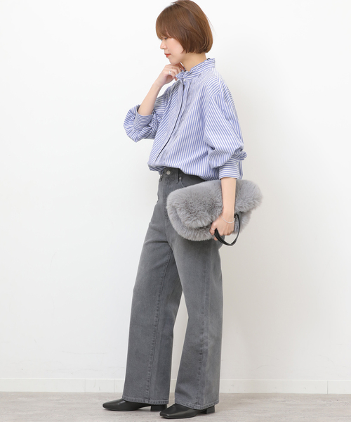JOURNAL STANDARD relume（ジャーナルスタンダード　レリューム）の「《WEB限定追加》フリルネックドビーストライプシャツ（シャツ/ブラウス・レディース・ブルー系その他/ホワイト・FREE）」の17枚目の写真
