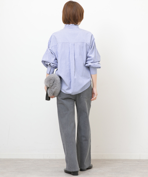 JOURNAL STANDARD relume（ジャーナルスタンダード　レリューム）の「《WEB限定追加》フリルネックドビーストライプシャツ（シャツ/ブラウス・レディース・ブルー系その他/ホワイト・FREE）」の18枚目の写真