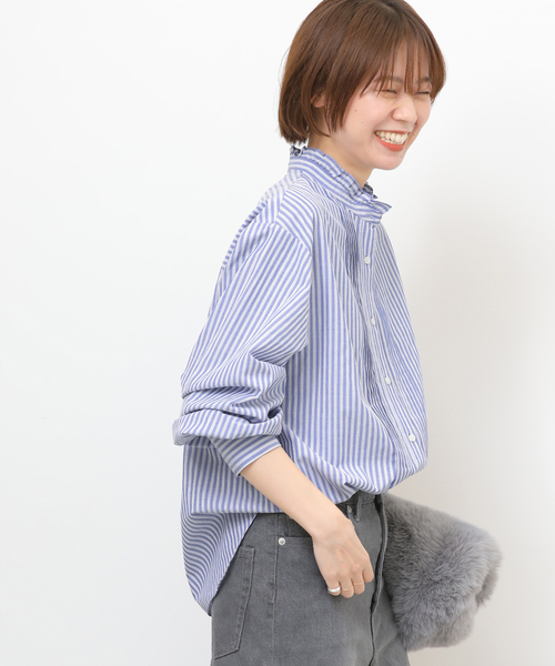 JOURNAL STANDARD relume（ジャーナルスタンダード　レリューム）の「《WEB限定追加》フリルネックドビーストライプシャツ（シャツ/ブラウス・レディース・ブルー系その他/ホワイト・FREE）」の22枚目の写真