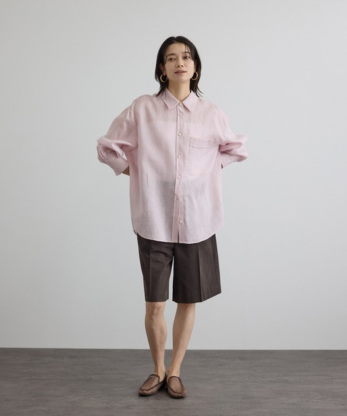 SALON adam et rope'（サロン アダム エ ロペ）の「リネンオーバーシャツ / GENTLE LINEN（シャツ/ブラウス・レディース・グレー/ブラック/ピンク・FREE）」の8枚目の写真
