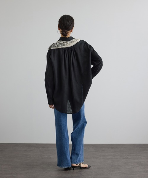 SALON adam et rope'（サロン アダム エ ロペ）の「リネンオーバーシャツ / GENTLE LINEN（シャツ/ブラウス・レディース・グレー/ブラック/ピンク・FREE）」の9枚目の写真