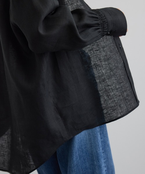 SALON adam et rope'（サロン アダム エ ロペ）の「リネンオーバーシャツ / GENTLE LINEN（シャツ/ブラウス・レディース・グレー/ブラック/ピンク・FREE）」の12枚目の写真