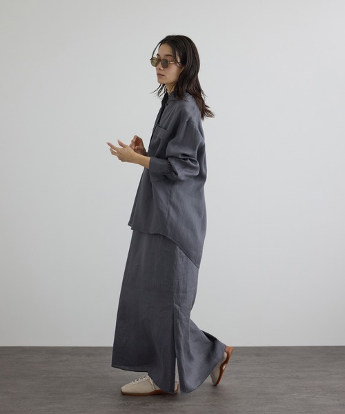 SALON adam et rope'（サロン アダム エ ロペ）の「リネンオーバーシャツ / GENTLE LINEN（シャツ/ブラウス・レディース・グレー/ブラック/ピンク・FREE）」の13枚目の写真