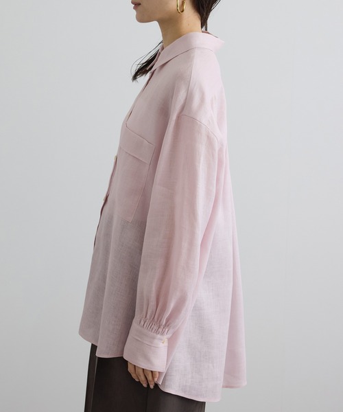 SALON adam et rope'(サロン アダム エ ロペ)の「リネンオーバーシャツ / GENTLE LINEN(シャツ/ブラウス・レディース・グレー/ブラック/ピンク・FREE)」の21枚目の写真