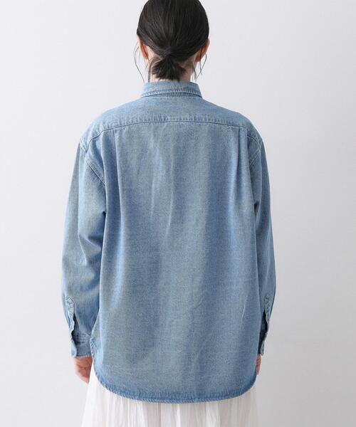 Dessin(デッサン)の「【ユニセックス/洗える】10OZデニムシャツ(シャツ/ブラウス・レディース・サックスブルー/ネイビー・03/02/01/04)」の13枚目の写真