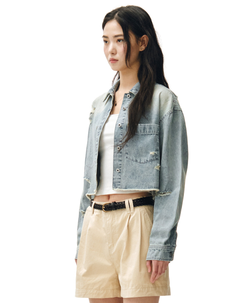 DECET WOMEN(デケット ウーマン)の「Cropped Damage Denim Shirts DCWSH004LIGHTBLUE(シャツ/ブラウス・レディース・その他・SMALL/MEDIUM/LARGE)」の4枚目の写真