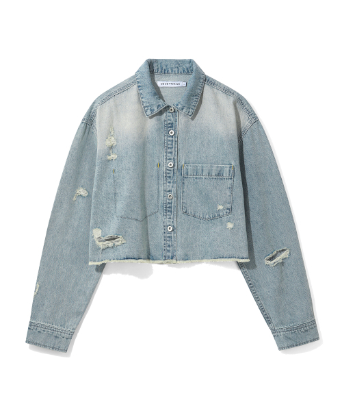 DECET WOMEN(デケット ウーマン)の「Cropped Damage Denim Shirts DCWSH004LIGHTBLUE(シャツ/ブラウス・レディース・その他・SMALL/MEDIUM/LARGE)」の11枚目の写真