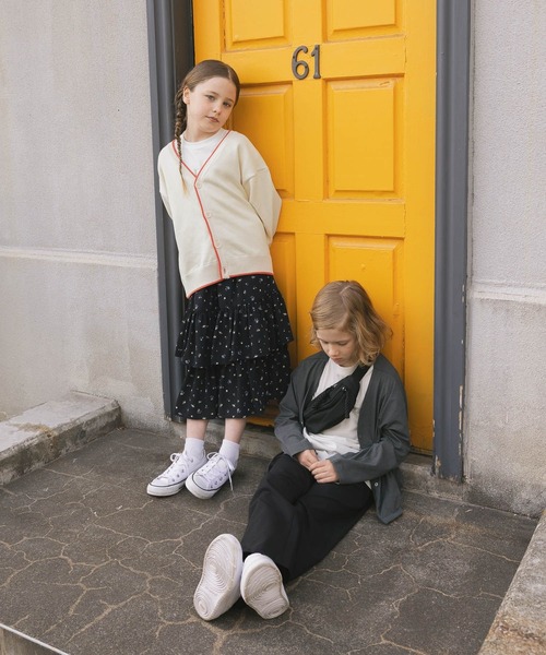 GLOBAL WORK(グローバルワーク)の「スウェットライクニットカーデ/638284(ニット/セーター・キッズ・ブラック/グレー系その他/オフホワイト・140cm/150cm/160cm/130cm)」の4枚目の写真