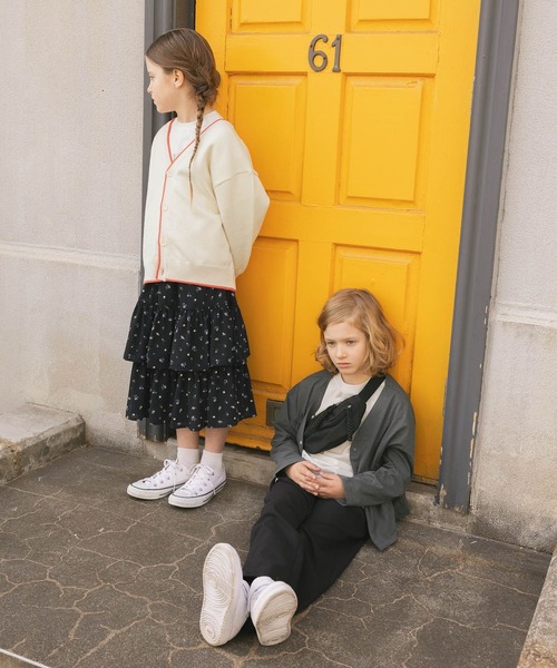 GLOBAL WORK(グローバルワーク)の「スウェットライクニットカーデ/638284(ニット/セーター・キッズ・ブラック/グレー系その他/オフホワイト・140cm/150cm/160cm/130cm)」の6枚目の写真