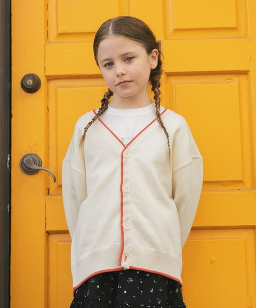 GLOBAL WORK(グローバルワーク)の「スウェットライクニットカーデ/638284(ニット/セーター・キッズ・ブラック/グレー系その他/オフホワイト・140cm/150cm/160cm/130cm)」の14枚目の写真