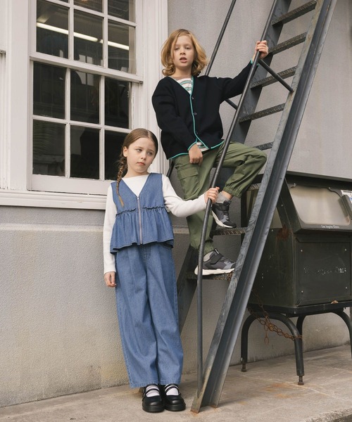 GLOBAL WORK(グローバルワーク)の「スウェットライクニットカーデ/638284(ニット/セーター・キッズ・ブラック/グレー系その他/オフホワイト・140cm/150cm/160cm/130cm)」の18枚目の写真