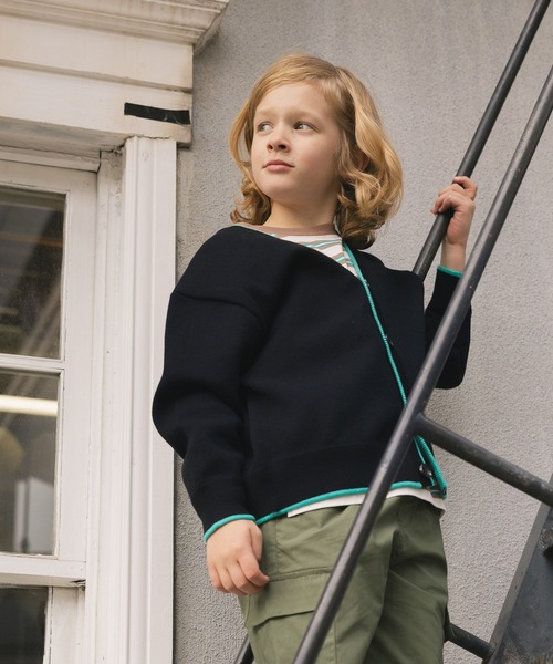 GLOBAL WORK(グローバルワーク)の「スウェットライクニットカーデ/638284(ニット/セーター・キッズ・ブラック/グレー系その他/オフホワイト・140cm/150cm/160cm/130cm)」の21枚目の写真