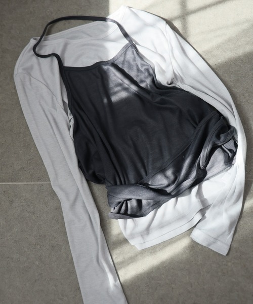 Ulysses(ユリシス)の「【2枚セット】シアーカットソー×ホルターネックキャミ(Tシャツ/カットソー・レディース・ダークグレー/イエロー・F)」の19枚目の写真