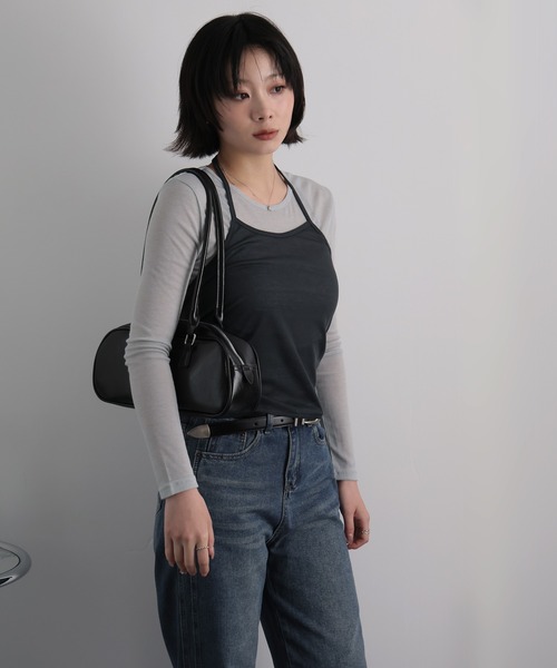 Ulysses(ユリシス)の「【2枚セット】シアーカットソー×ホルターネックキャミ(Tシャツ/カットソー・レディース・ダークグレー/イエロー・F)」の11枚目の写真
