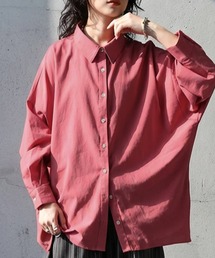 リネン混 長袖 無地 羽織り シャツ
