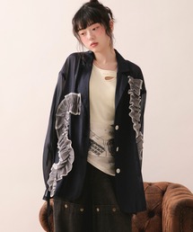 loin nuit（ロワンニュイ）の「sheer color scheme frill jacket / シアーカラースキームフリルジャケット（テーラードジャケット）」