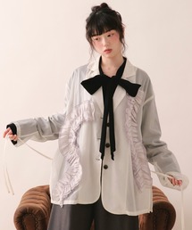 loin nuit（ロワンニュイ）の「sheer color scheme frill jacket / シアーカラースキームフリルジャケット（テーラードジャケット）」