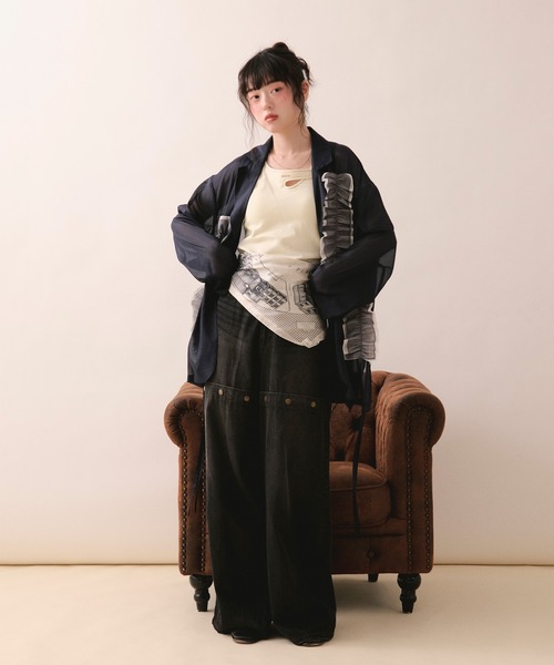 loin nuit（ロワンニュイ）の「sheer color scheme frill jacket / シアーカラースキームフリルジャケット（テーラードジャケット・レディース・ネイビー/ライトグリーン/アイボリー・FREE）」の19枚目の写真