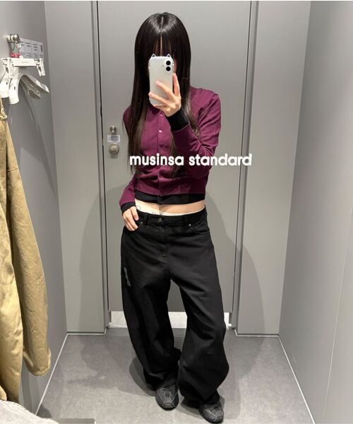 MUSINSA STANDARD WOMAN（ムシンサスタンダードウーマン）の「ウィメンズエッセンシャルスリムラウンドネックカーディガン[プラム]（カーディガン/ボレロ・レディース・その他・X-SMALL/SMALL/MEDIUM/LARGE）」の8枚目の写真