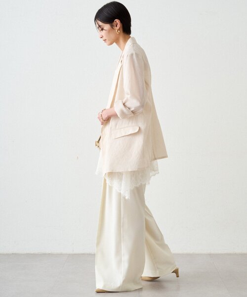 LOUNGEDRESS（ラウンジドレス）の「リネンライクシアージャケット（テーラードジャケット・レディース・ベージュ/ブラック/アイボリー/ピンク/グレー・FREE）」の8枚目の写真