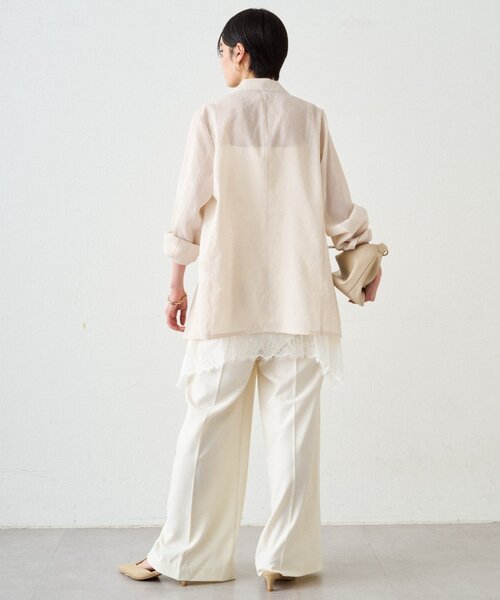 LOUNGEDRESS（ラウンジドレス）の「リネンライクシアージャケット（テーラードジャケット・レディース・ベージュ/ブラック/アイボリー/ピンク/グレー・FREE）」の9枚目の写真