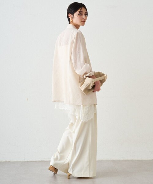 LOUNGEDRESS（ラウンジドレス）の「リネンライクシアージャケット（テーラードジャケット・レディース・ベージュ/ブラック/アイボリー/ピンク/グレー・FREE）」の10枚目の写真