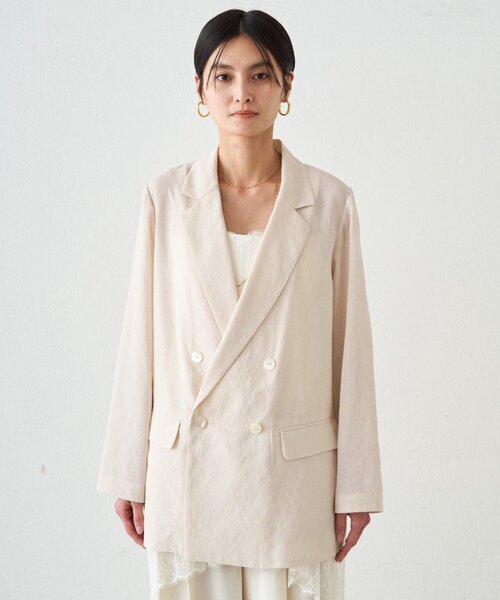 LOUNGEDRESS（ラウンジドレス）の「リネンライクシアージャケット（テーラードジャケット・レディース・ベージュ/ブラック/アイボリー/ピンク/グレー・FREE）」の15枚目の写真