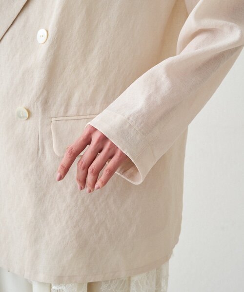 LOUNGEDRESS（ラウンジドレス）の「リネンライクシアージャケット（テーラードジャケット・レディース・ベージュ/ブラック/アイボリー/ピンク/グレー・FREE）」の19枚目の写真